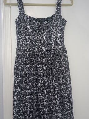 BeBop Black and White Ditsy Floral Midi Dress